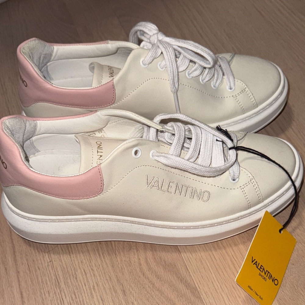 Valentino Women's Sneakers in Cream and Pink